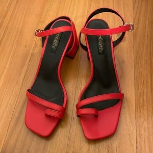 Sexy red block heel sandals